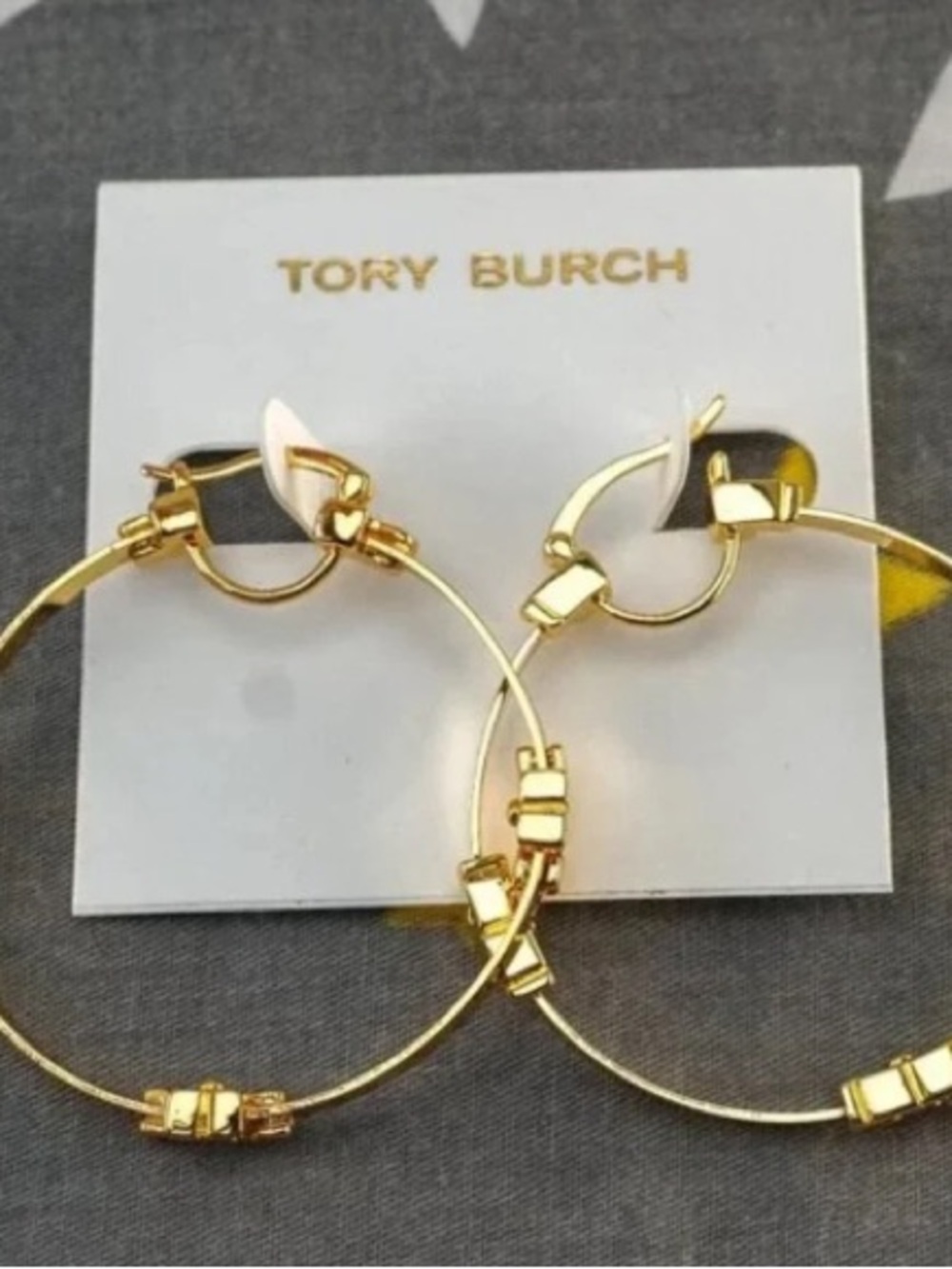 Tory Burch Polished Gold Hoop Earrings with Logo Details